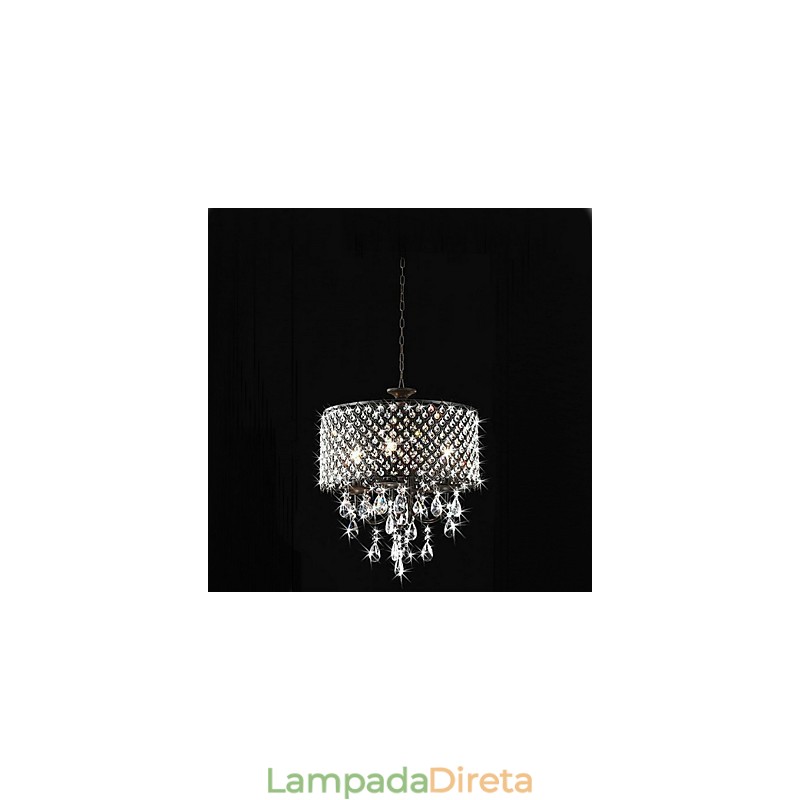 Lustre de cristal cromado clássico tradicional em metal