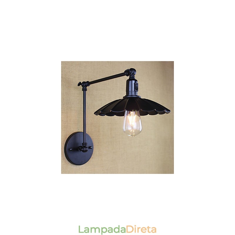 Lâmpada de cabeceira para quarto Hotel Engenharia Restaurante Retro Matte Black Belt Long Arm Double Switch Wall