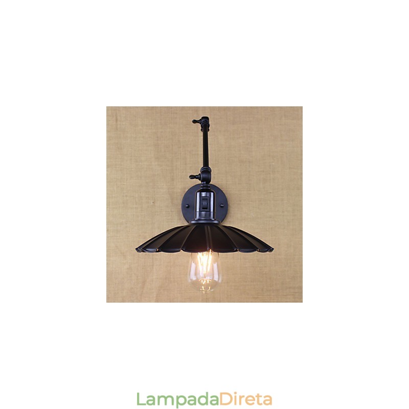Lâmpada de cabeceira para quarto Hotel Engenharia Restaurante Retro Matte Black Belt Long Arm Double Switch Wall