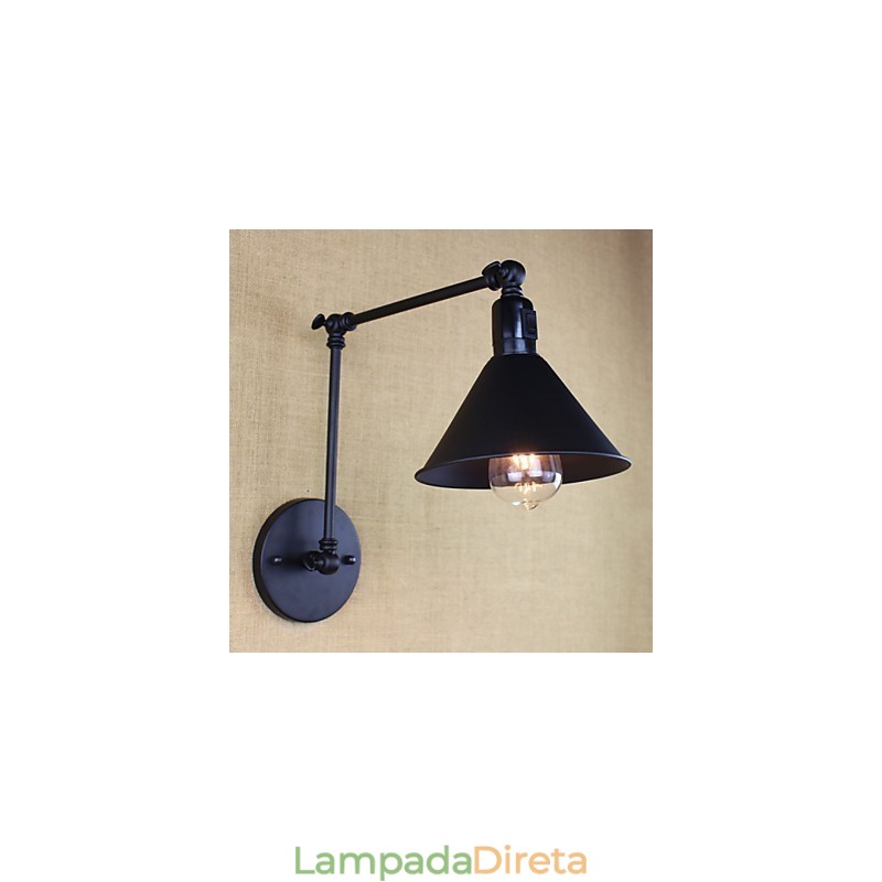 Interruptor de parede duplo de braço longo com cinto preto fosco retrô