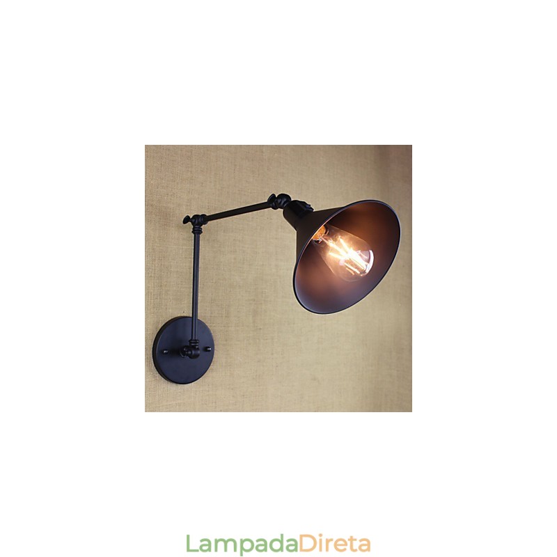 Interruptor de parede duplo de braço longo com cinto preto fosco retrô