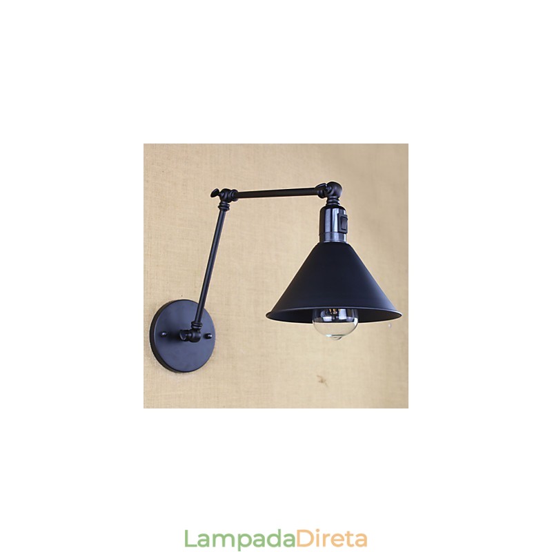 Interruptor de parede duplo de braço longo com cinto preto fosco retrô