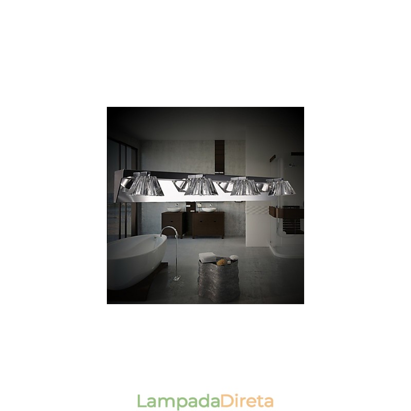 Luminária de parede moderna com cúpula de vidro 4 luzes espelho frontal