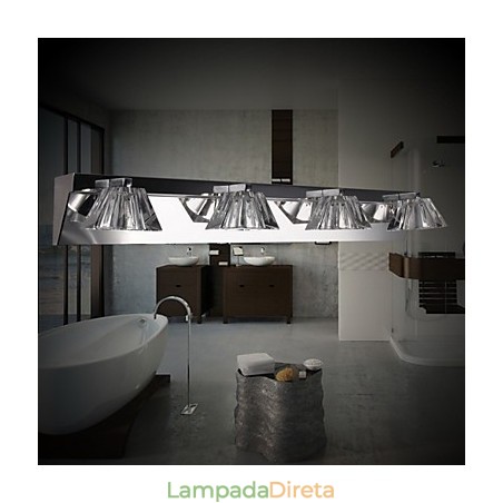 Luminária de parede moderna com cúpula de vidro 4 luzes espelho frontal Luminária de parede moderna com cúpula de vidro 4 luzes espelho frontal
