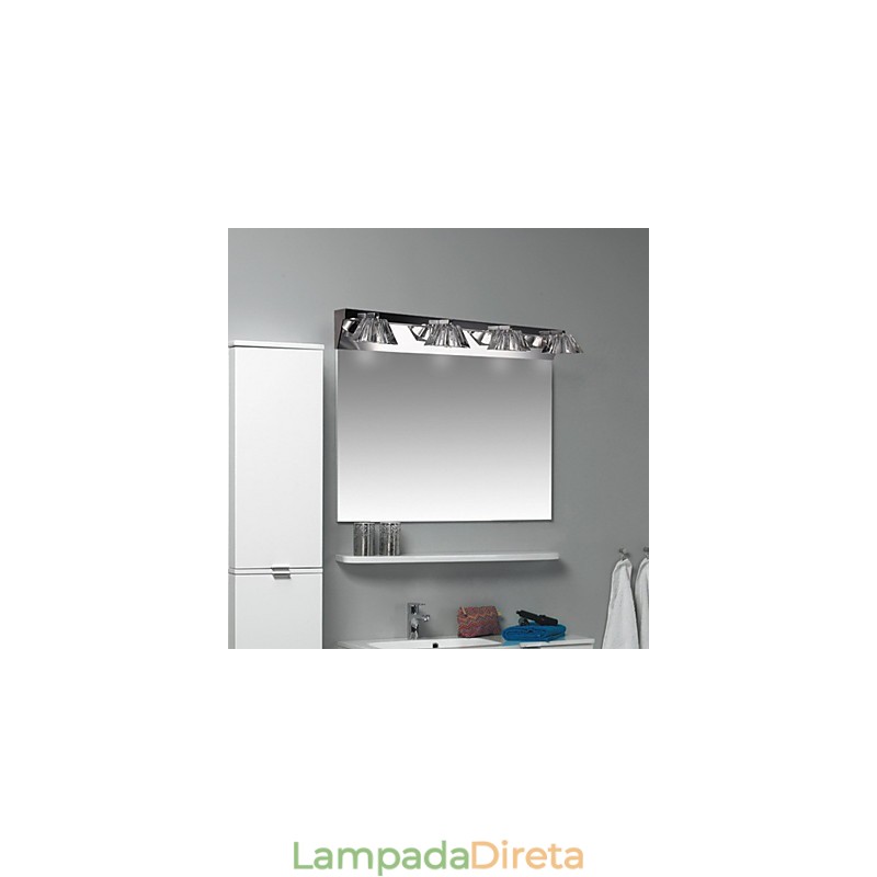 Luminária de parede moderna com cúpula de vidro 4 luzes espelho frontal