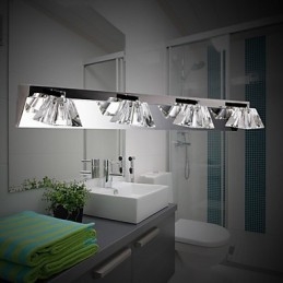 Luminária de parede moderna com cúpula de vidro 4 luzes espelho frontal
