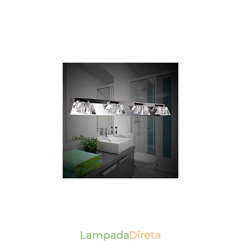 Luminária de parede moderna com cúpula de vidro 4 luzes espelho frontal