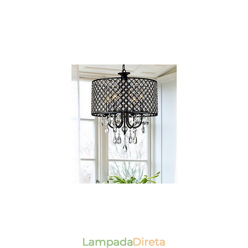 Lustre de cristal cromado clássico tradicional em metal