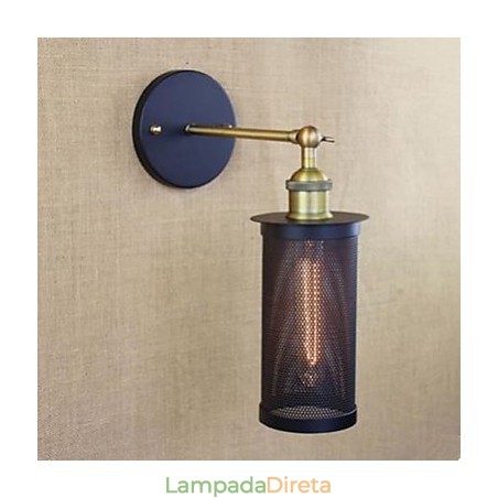 Luminária de parede em ferro forjado com rede de ferro Luminária de parede em ferro forjado com rede de ferro