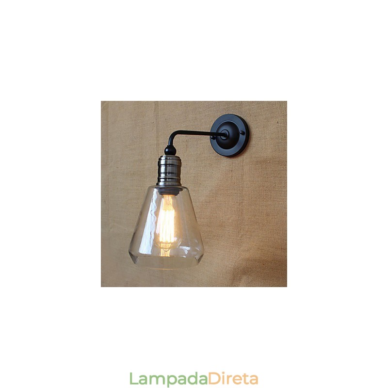 Aplique de parede de vidro transparente estilo country americano mediterrâneo