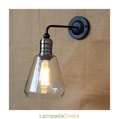 Aplique de parede de vidro transparente estilo country americano mediterrâneo Aplique de parede de vidro transparente estilo country americano mediterrâneo