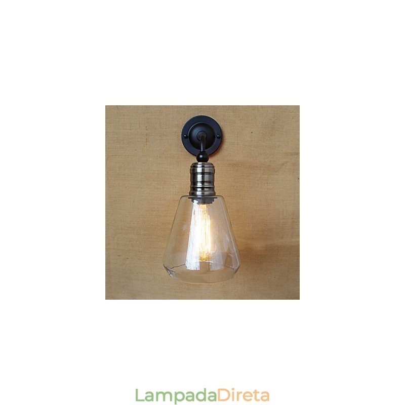 Aplique de parede de vidro transparente estilo country americano mediterrâneo