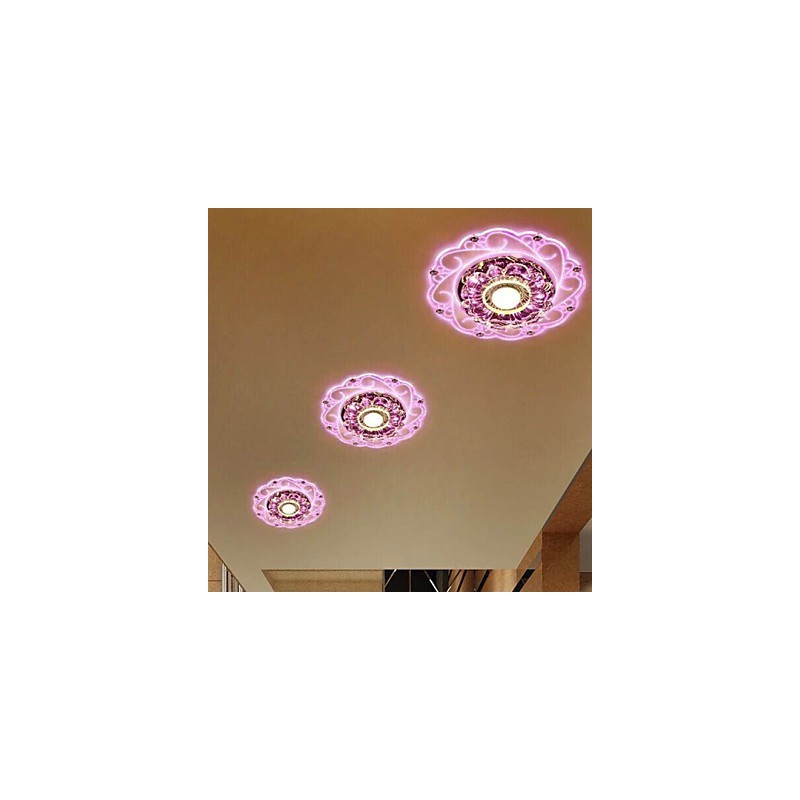 Luminária de teto de cristal Spotlight SMD 3W Lâmpada criativa Tubo de luz colorida Luz de cúpula colorida