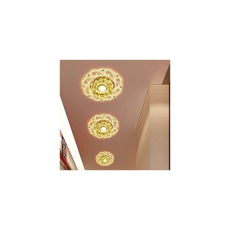 Luminária de teto de cristal Spotlight SMD 3W Lâmpada criativa Tubo de luz colorida Luz de cúpula colorida