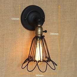 Aplique decorativo de parede estilo industrial americano cerca de malha de ferro