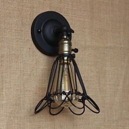 Aplique decorativo de parede estilo industrial americano cerca de malha de ferro