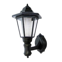 Luminária de parede com energia solar, abajur preto