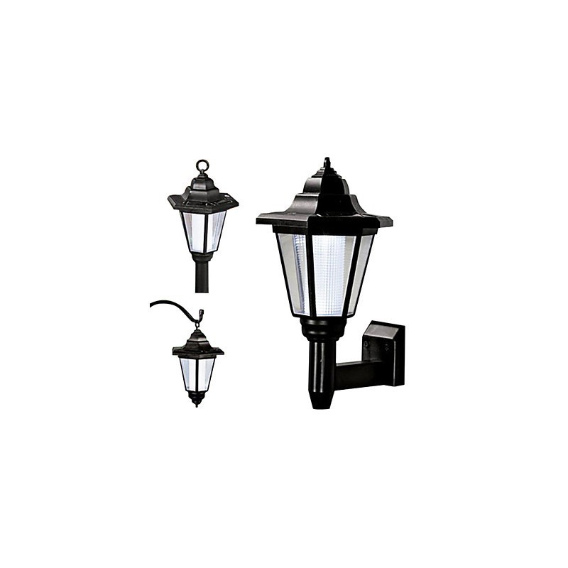 Luminária de parede com energia solar, abajur preto