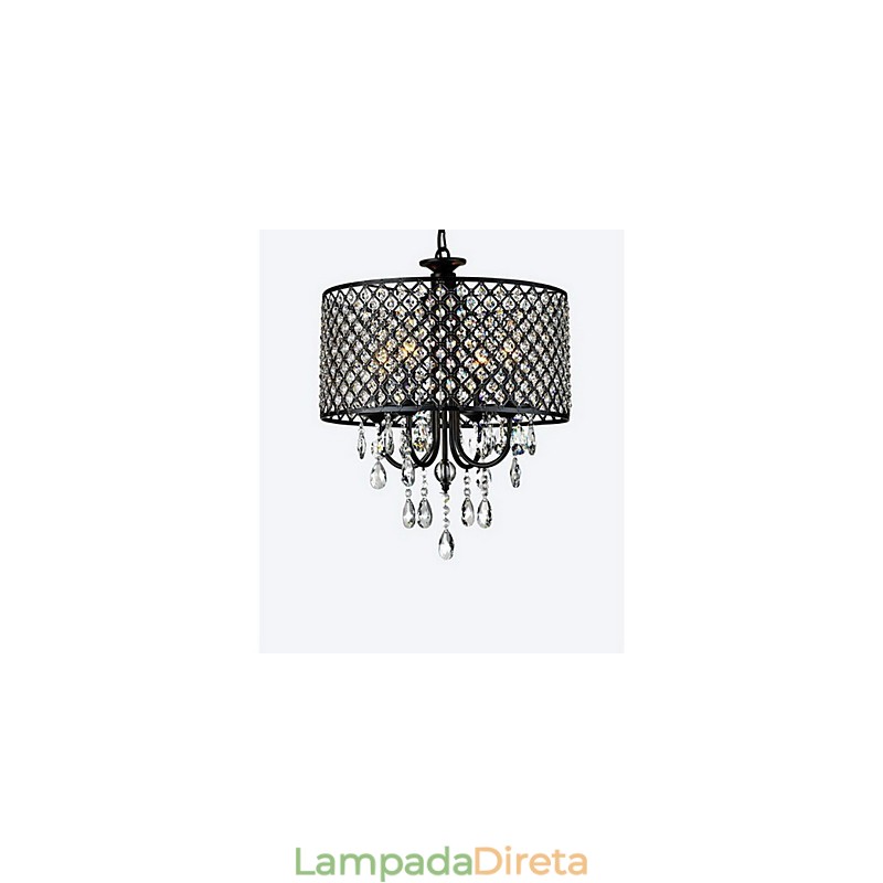 Lustre de cristal cromado clássico tradicional em metal