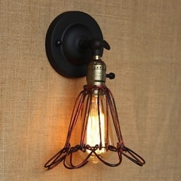Cerca de estilo industrial americano em rede de ferro em bronze vermelho arandela decorativa