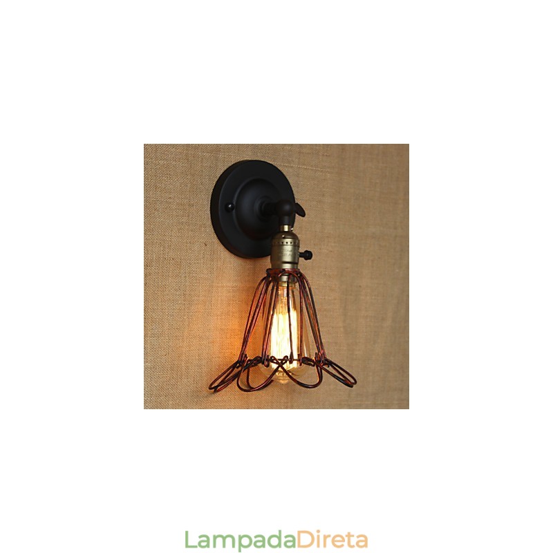 Cerca de estilo industrial americano em rede de ferro em bronze vermelho arandela decorativa