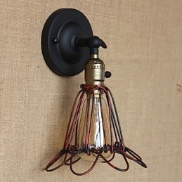 Cerca de estilo industrial americano em rede de ferro em bronze vermelho arandela decorativa