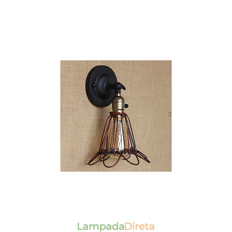 Cerca de estilo industrial americano em rede de ferro em bronze vermelho arandela decorativa