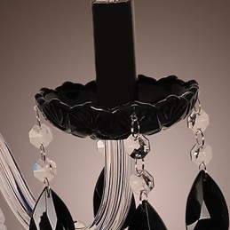 Luminária de parede de cristal preto com lâmpada de vela