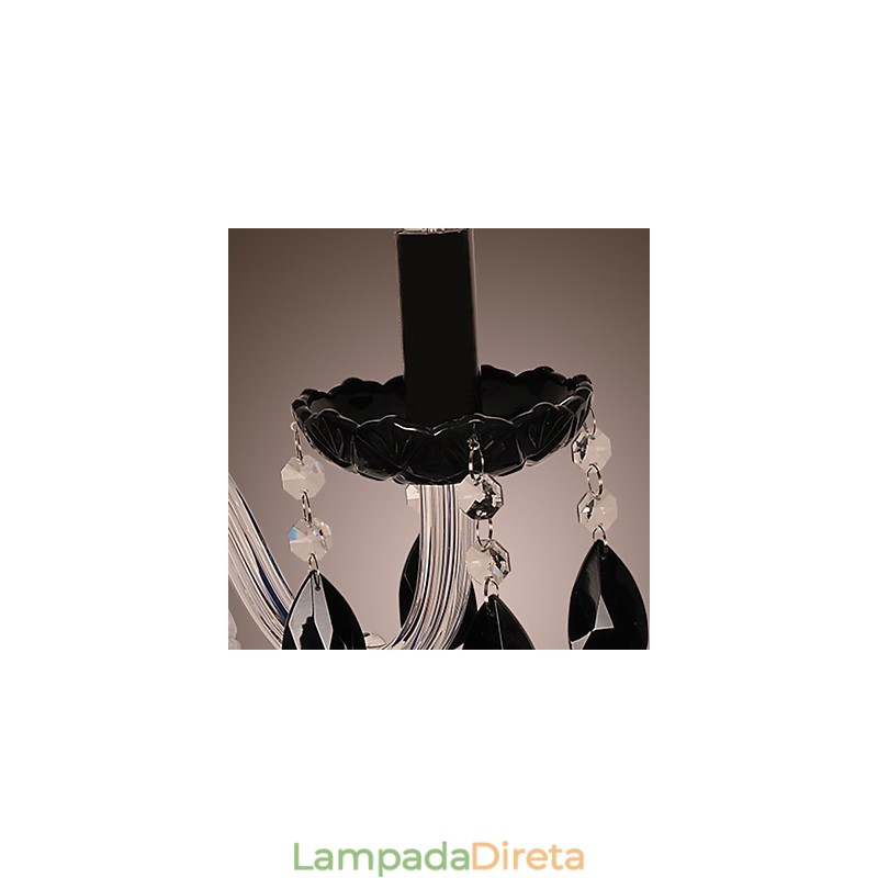Luminária de parede de cristal preto com lâmpada de vela