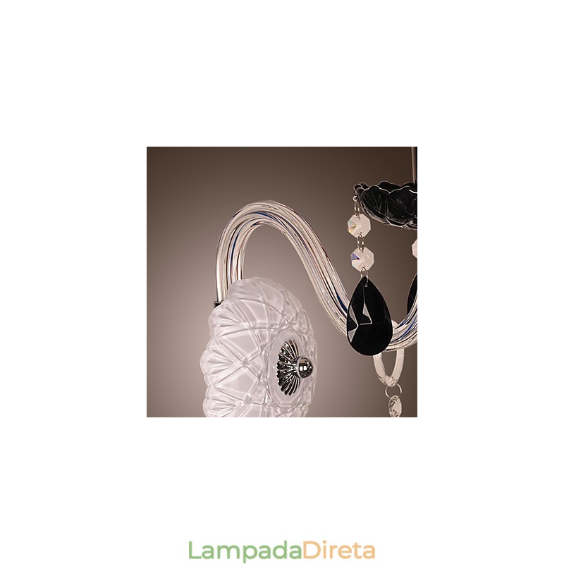 Luminária de parede de cristal preto com lâmpada de vela