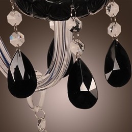 Luminária de parede de cristal preto com lâmpada de vela