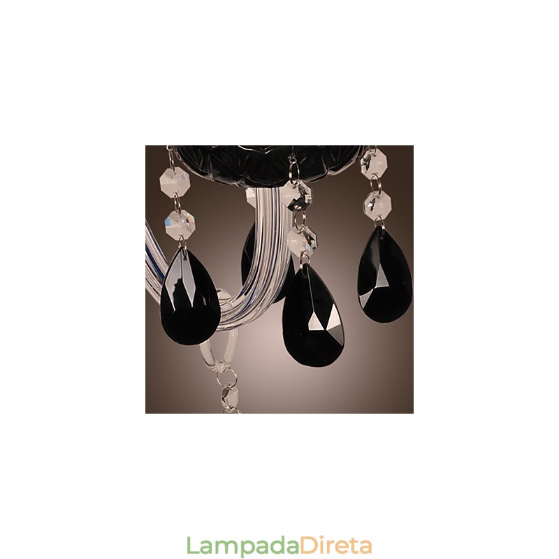 Luminária de parede de cristal preto com lâmpada de vela
