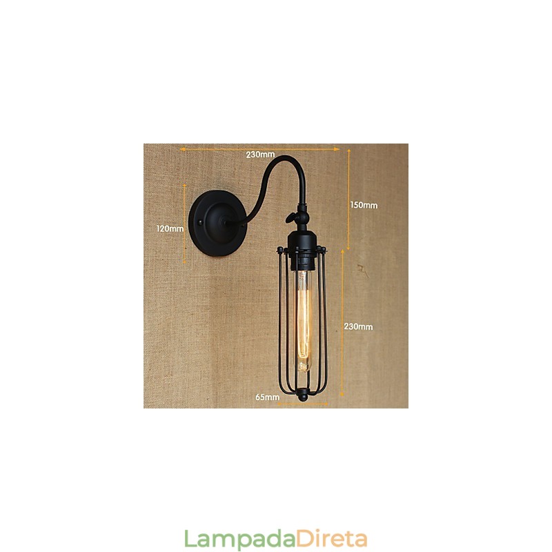 Luminária de parede minimalista, preta fosca, estilo country americano, para sala de estar, quarto, varanda, abajur de cabeceira