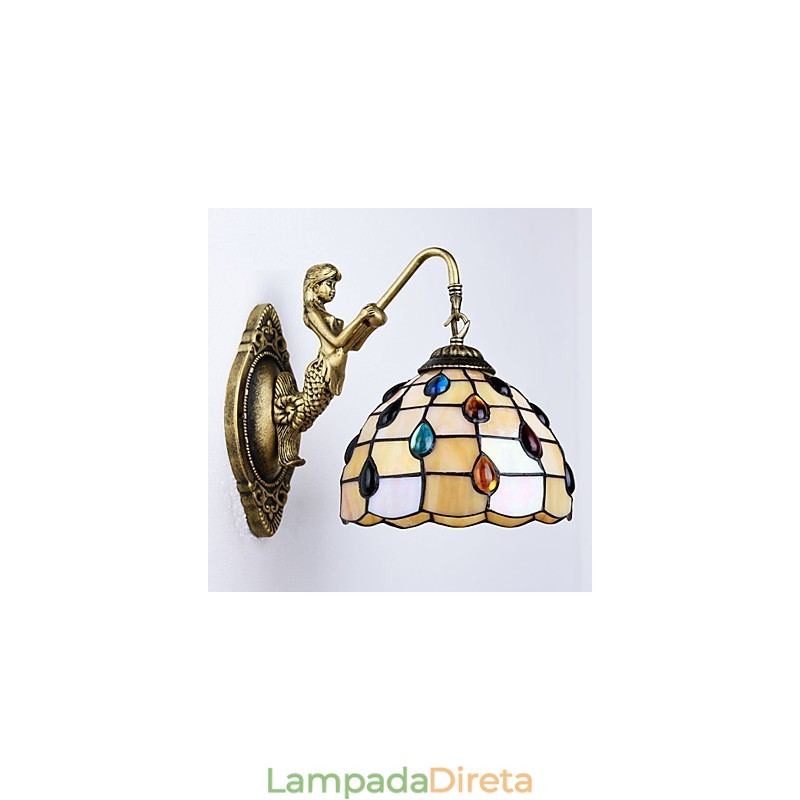 Luminária de parede de ferro forjado criativa rural contratada mediterrânea europeia com luzes de vidro