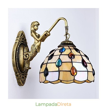 Luminária de parede de ferro forjado criativa rural contratada mediterrânea europeia com luzes de vidro Luminária de parede de ferro forjado criativa rural contratada mediterrânea europeia com luzes de vidro