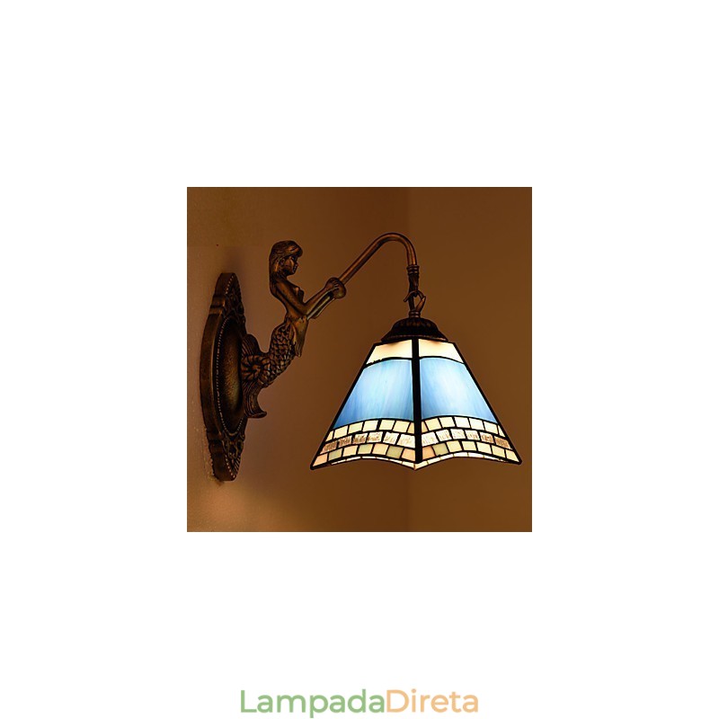 Luminária de parede de ferro forjado criativa rural contratada mediterrânea europeia com luzes de vidro