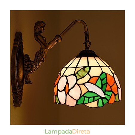 Luminária de parede de ferro forjado criativa rural contratada europeia com luzes de vidro Luminária de parede de ferro forjado criativa rural contratada europeia com luzes de vidro