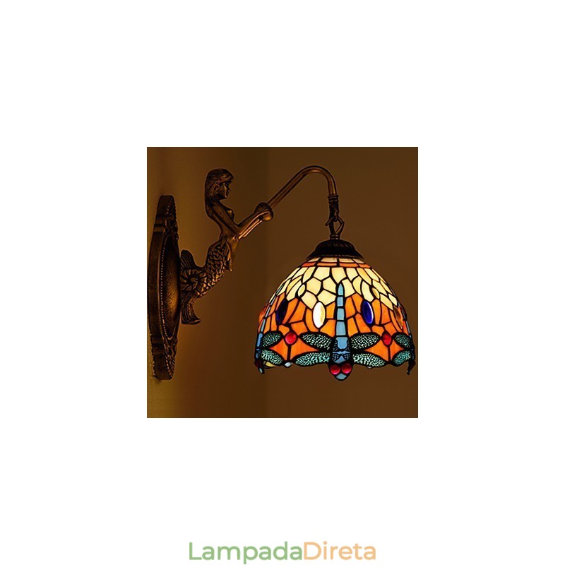 Luminária de parede de ferro forjado criativa rural contratada europeia com luzes de vidro