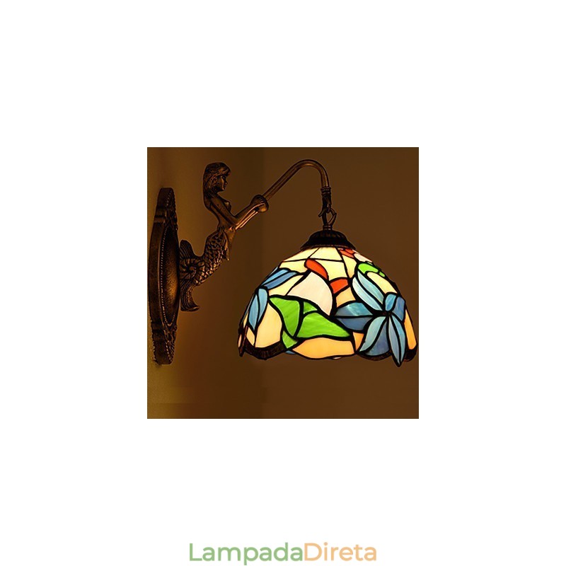 Luminária de parede de ferro forjado criativa rural contratada europeia com luzes de vidro