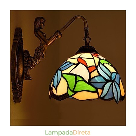 Luminária de parede de ferro forjado criativa rural contratada europeia com luzes de vidro Luminária de parede de ferro forjado criativa rural contratada europeia com luzes de vidro
