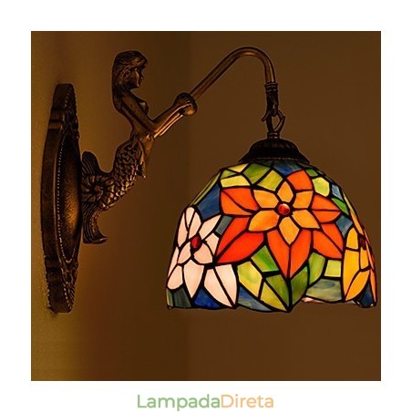 Luminária de parede de ferro forjado criativa rural contratada europeia com luzes de vidro Luminária de parede de ferro forjado criativa rural contratada europeia com luzes de vidro
