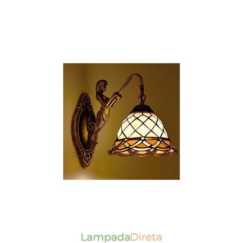 Luminária de parede de ferro forjado criativa rural contratada europeia com luzes de vidro