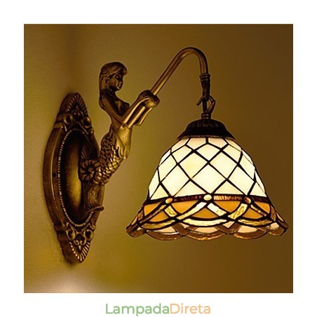 Luminária de parede de ferro forjado criativa rural contratada europeia com luzes de vidro