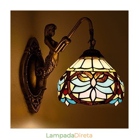 Luminária de parede de ferro forjado criativa rural contratada europeia com luzes de vidro Luminária de parede de ferro forjado criativa rural contratada europeia com luzes de vidro
