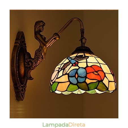 Luminária de parede de ferro forjado criativa rural contratada europeia com luzes de vidro Luminária de parede de ferro forjado criativa rural contratada europeia com luzes de vidro