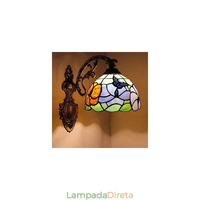 Luminária de parede de ferro forjado criativa rural contratada mediterrânea europeia com luzes de vidro