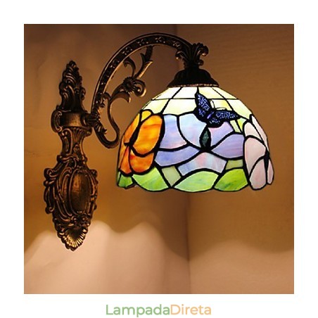 Luminária de parede de ferro forjado criativa rural contratada mediterrânea europeia com luzes de vidro Luminária de parede de ferro forjado criativa rural contratada mediterrânea europeia com luzes de vidro