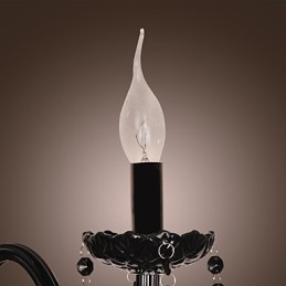Luminária de parede de cristal preto com lâmpada de vela
