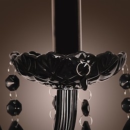 Luminária de parede de cristal preto com lâmpada de vela