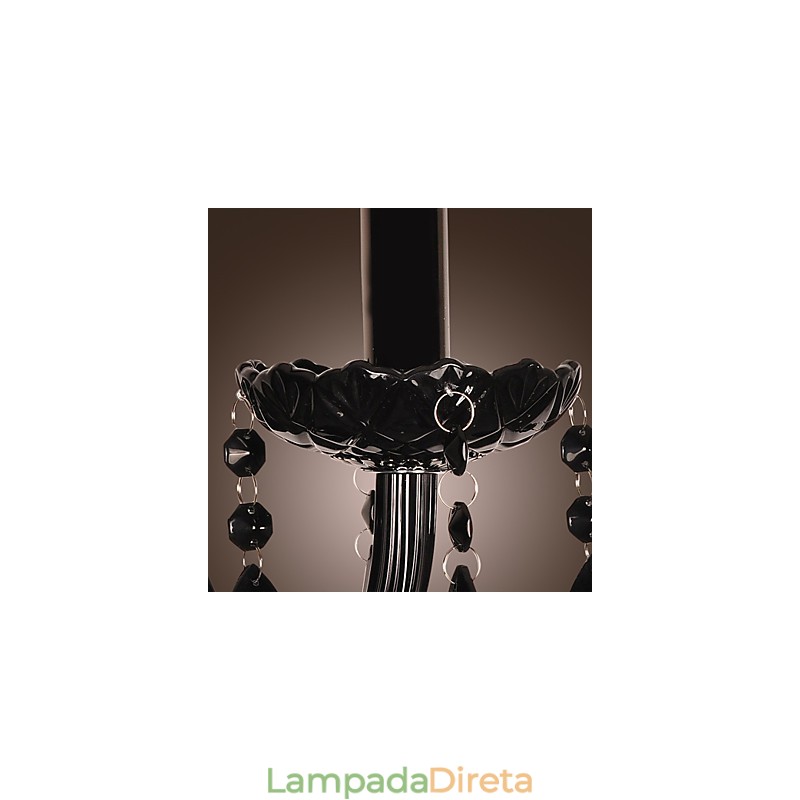 Luminária de parede de cristal preto com lâmpada de vela
